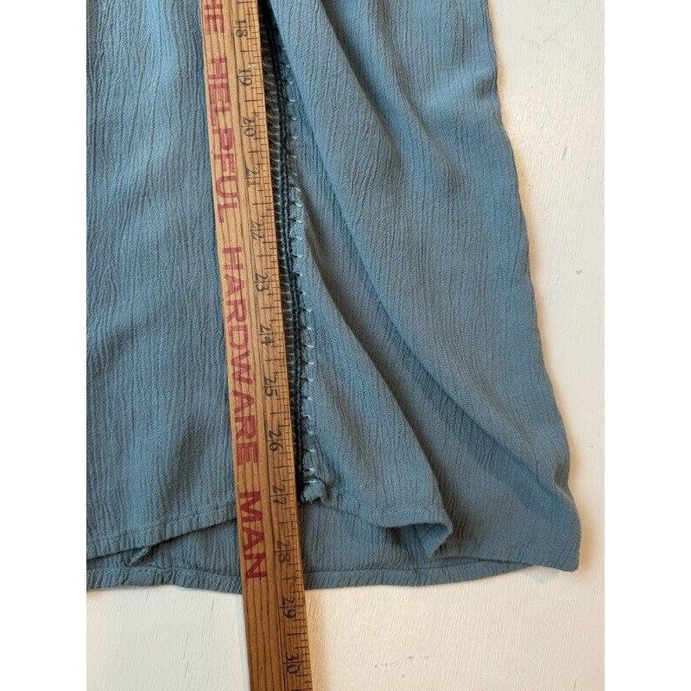 J Jill Textured Button Front Dusty Blue Long Sleeve Shirt L Embroidered Peasant - Picture 12 of 13